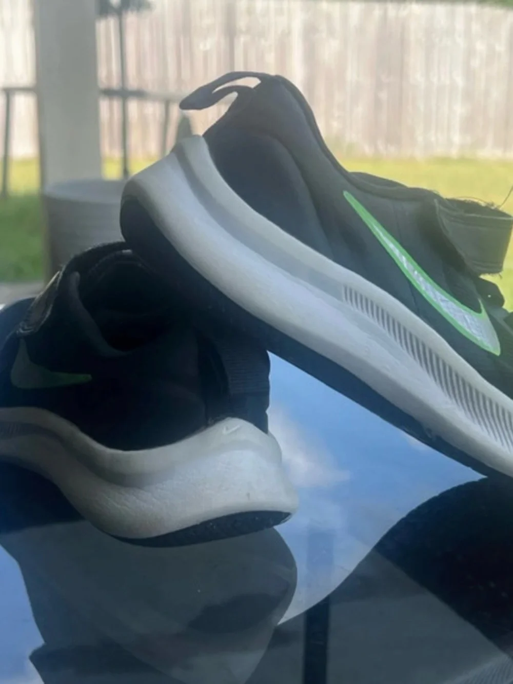 Kids Black & Neon Star Runner Nike Green Athletic Sneakers